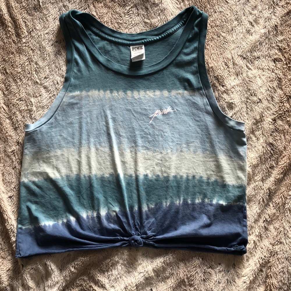 PINK Tie Front Tank Top